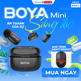 Micro Thu Âm Không Dây Boya Mini Cài Áo Nhỏ Gọn | 30 Giờ | Tương Thích iOS & Android | Phạm Vi 100m | Khử Ồn AI 3 Cấp