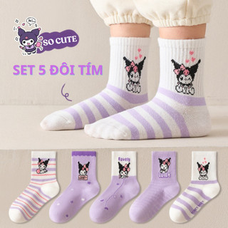 Combo 5 Đôi Tất Vớ Cho Bé Cổ Cao Chất Liệu Mềm Dày Co Dãn Thoải Mái Hình Dễ Thương