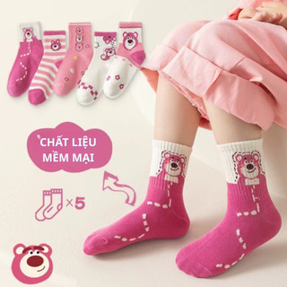 Combo 5 Đôi Tất Vớ Cho Bé Cổ Cao Chất Liệu Mềm Dày Co Dãn Thoải Mái Hình Dễ Thương