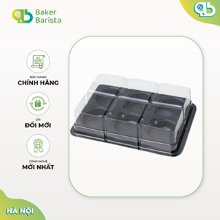 Set 100, 150 chiếc Hộp Nhựa Đế Đen Nắp Trong 6 ô FG332, FG334, FG335 Đựng Bánh Trung Thu, Bánh Mochi