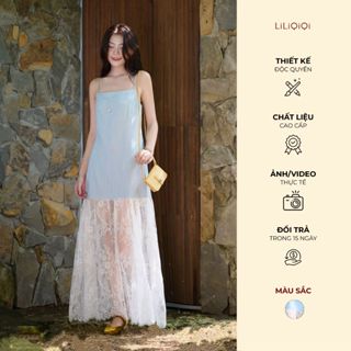 Váy Nữ Sang Chảnh Dáng Dài Hai Dây Linen Phối Chân Ren Tùng Xòe Tiểu Thư LiLiQiQi by LeeGi - DD976
