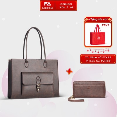 COMBO SIÊU HỜI - Túi xách da công sở Fadoda FTX22 và Ví nữ dài cầm tay Fadoda FVN09