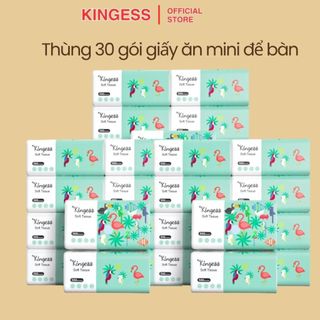  Giấy ăn rút KINGESS thùng 30 gói cao cấp 300 tờ 5 lớp dập vân 4D mềm mịn thấm hút tốt 