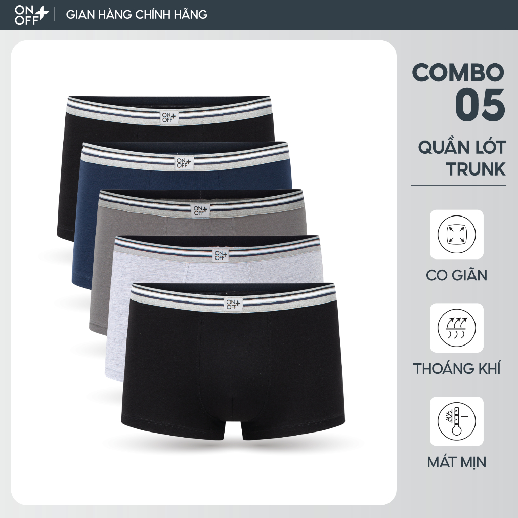Combo 5 Quần lót nam cotton Mỹ ONOFF Baics mềm mại thấm hút an toàn cho làn da - 18UO23A035