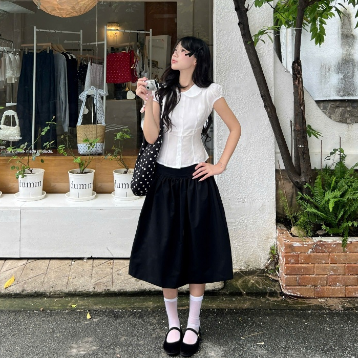 AREUM Chân váy lửng SUMI Skirt vải kaki đơn giản kiểu Nhật | BigBuy360 - bigbuy360.vn