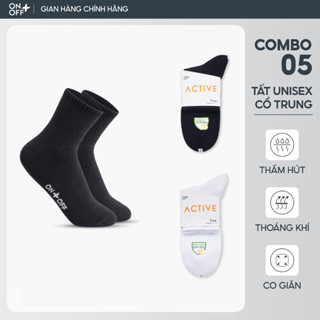 Combo 5 tất vớ nam nữ Cổ trung Cotton Basic thoáng khí phong cách trẻ trung - ONOFF 15AQ24A200