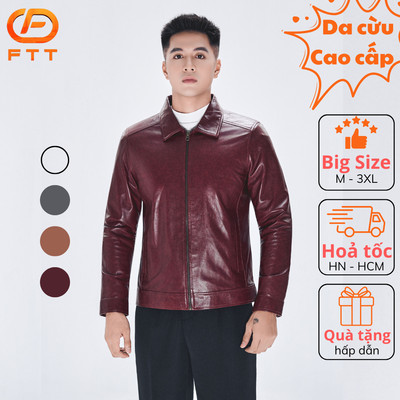 Áo khoác da cừu nam Collar Jacket cao cấp FTT Leather da thật bền bỉ không bong, tróc, nổ, AD401
