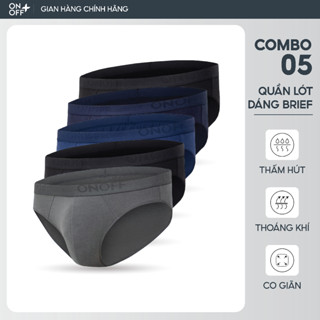 Combo 5 quần lót sịp nam tam giác brief Cotton Spandex lành tính mềm mịn thấm hút nhanh - ONOFF 18UQ24A323