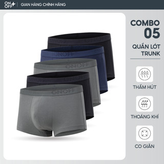 Combo 5 quần lót sịp nam trunk Cotton Spandex lành tính mềm mịn thấm hút nhanh - ONOFF 18UO24A324