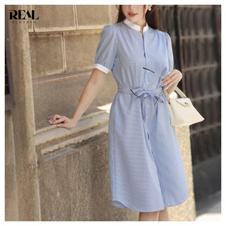 Đầm sơ mi cổ trụ dáng suông cơ bản REAL CLOTHES (tổng hợp màu), CÓ TÚI, mềm mát, ít nhăn
