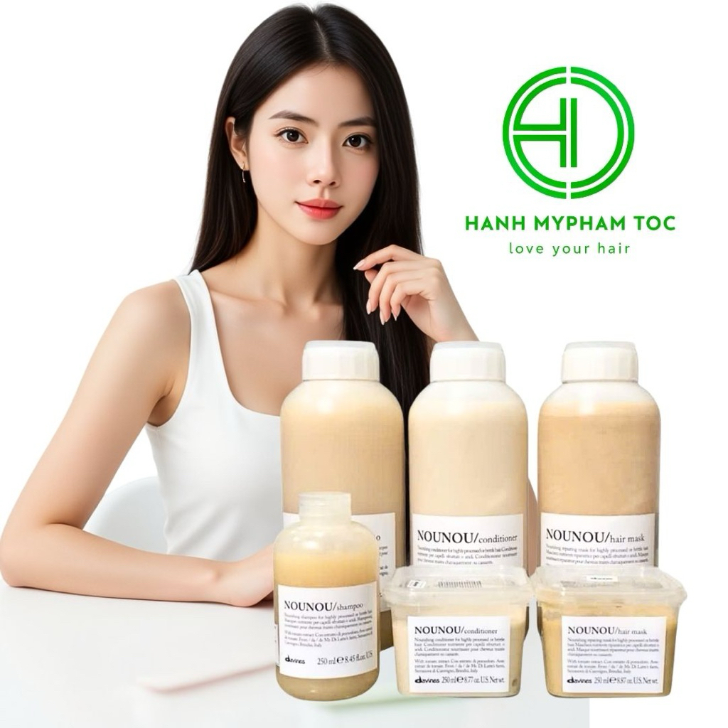 DAVINES NOUNOU gồm dầu gội, dầu xả cho tóc nhuộm, tẩy, tóc khô yếu 1000ml