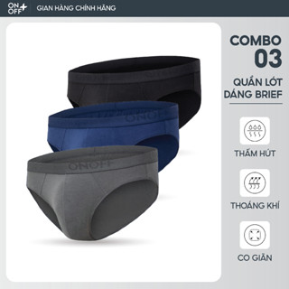  Combo 3 quần lót sịp nam tam giác brief Cotton Spandex lành tính mềm mịn thấm hút nhanh - ONOFF 18UQ24A316 