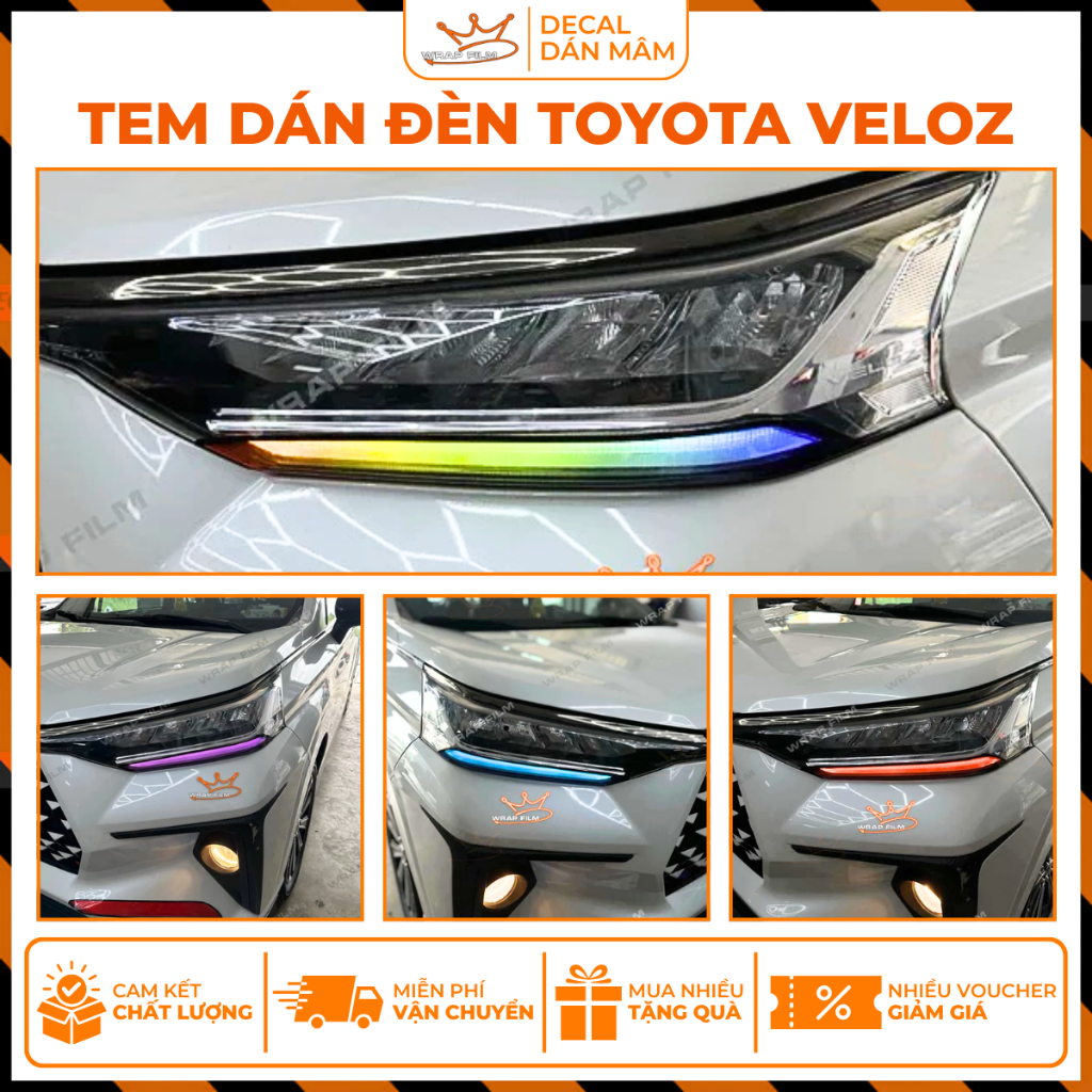 Tem dán đèn Toyota Veloz ( giá bao gồm 2 tem dán 2 bên đèn) - Tem dán cao cấp không thấm nước, không phai màu