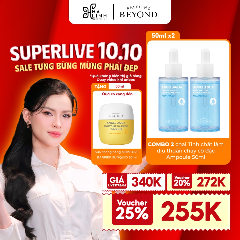 [VHL x Beyond]COMBO 2 chai Tinh chất làm dịu thuần chay Beyond 50mlx2 GWP Sữa Chống Nắng Barrier Sunquid 50ml