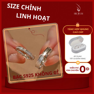 Nhẫn đôi bạc Hicilver bạc 925 không gỉ, chỉnh size linh hoạt - tặng hộp NĐ011