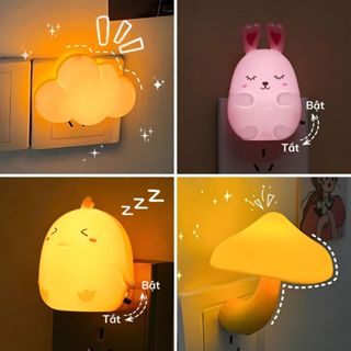 Đèn Ngủ Mini Cảm Ứng Ánh Sáng Cắm Điện Trực Tiếp, Bóng Ngủ LED Có Công Tắc Bật Tắt Tiết Kiệm Điện
