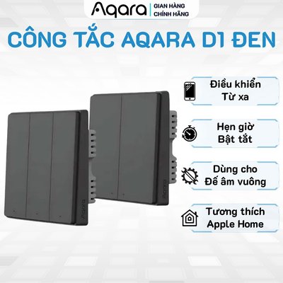 Công tắc thông minh Aqara D1 màu Đen - Phiên bản Quốc Tế, Chuẩn đế âm Vuông, Dễ dàng lắp đặt, Tương thích Apple HomeKit
