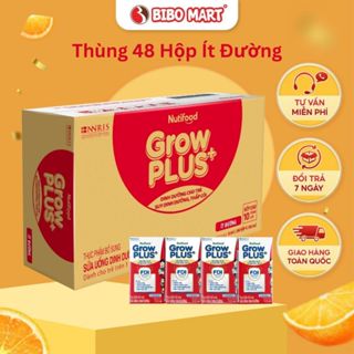  Thùng 48 Hộp Sữa GrowPLUS+ Đỏ  Ít Đường Tăng Cân Tăng Cường Miễn Dịch Cho Bé 110ml 180ml - Bibo Mart 