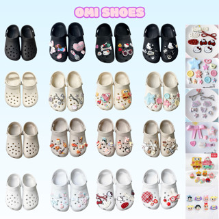  MẪU MỚI Dép quai ngang kèm charm dép sục nam nữ êm chân big size đế cao chống trơn trượt-Hỗ trợ đổi size 