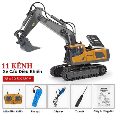 Đồ Chơi Xe Xúc Điều Khiển Từ Xa 11 Kênh Gầu Hợp Kim Tỉ Lệ 1:20