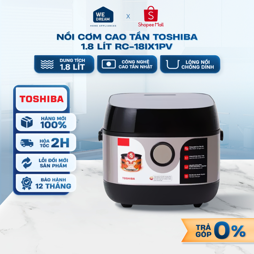 RC-18IX1PV - Nồi Cơm Cao Tần Toshiba 1.8 Lít RC-18IX1PV - Hàng Chính Hãng, Mới 100%