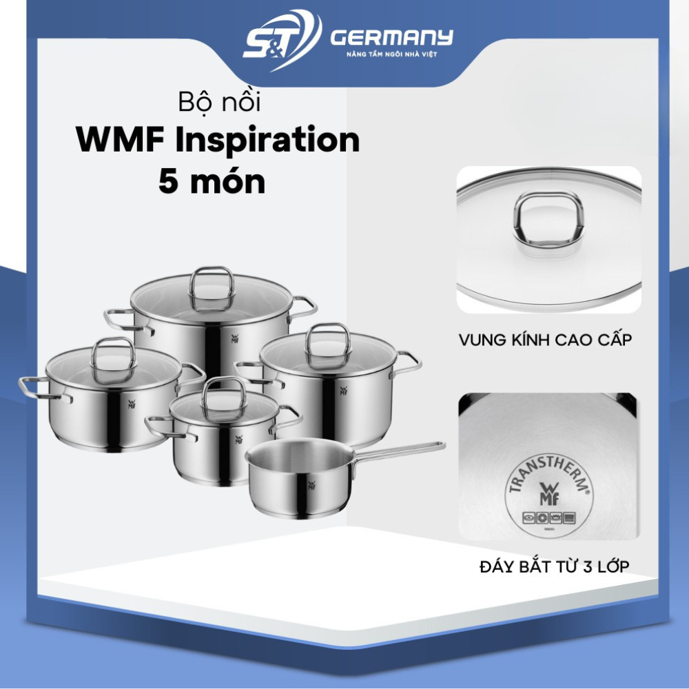 Bộ nồi WMF Inspiration 5 món kèm quánh vung kính GermanySnT ELC 70096