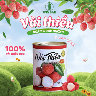 Vải Thiều Ngâm Đường Food Club 565g (Lon Trắng - Hàng có sẵn), nguyên liệu pha trà, trà vải, topping kem, bánh ngọt
