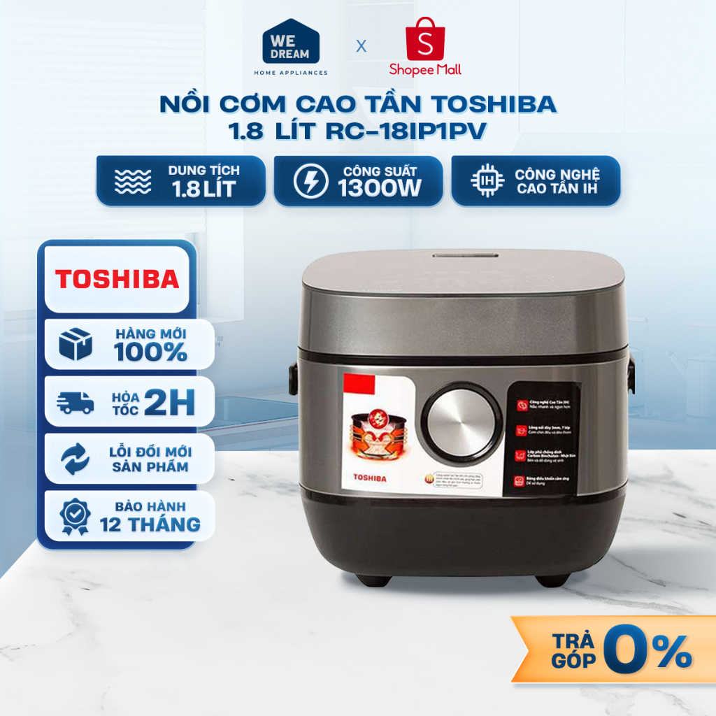 RC-18IP1PV - Nồi Cơm Cao Tần Toshiba 1.8 Lít RC-18IP1PV - Hàng Chính Hãng, Mới 100%