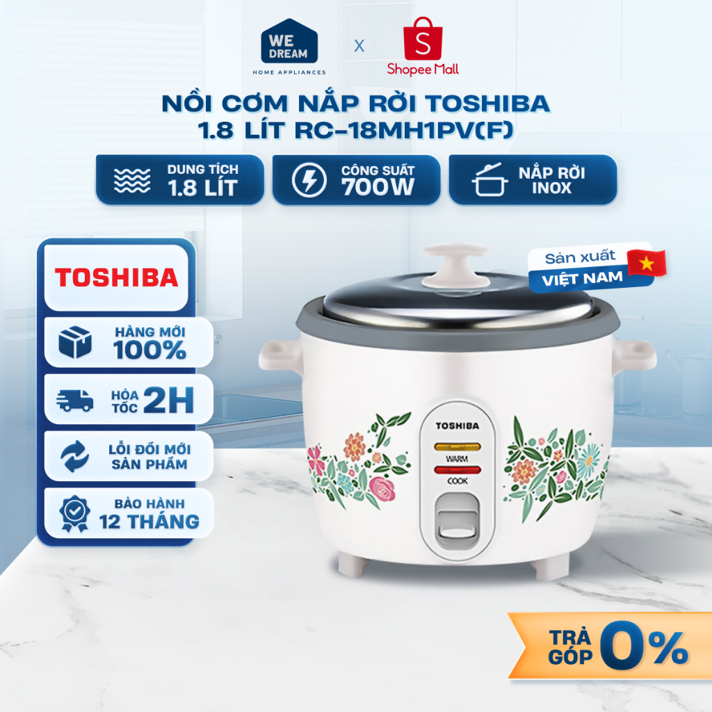 RC-18MH1PV(F) - Nồi Cơm Nắp Rời Toshiba 1.8 Lít RC-18MH1PV(F) - Hàng Chính Hãng, Mới 100%