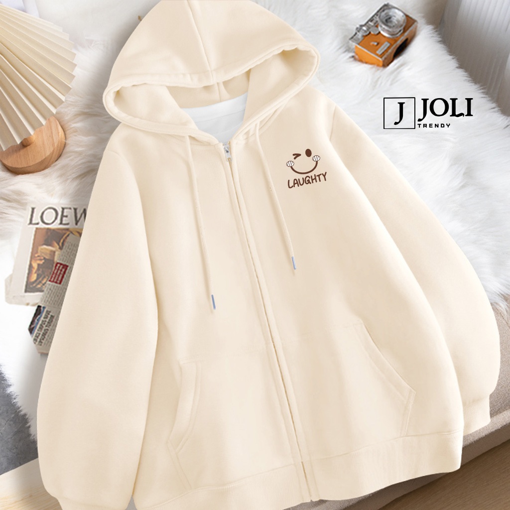 Áo Hoodie Zip, Áo Khoác Nam Nữ Unisex By JOLI Mã Trơn Basic Chất Nỉ Bông Form Rộng Mũ 2 Lớp J Joli Trendy