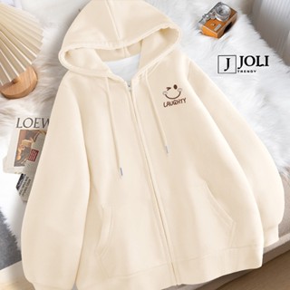 Áo Hoodie Zip, Áo Khoác Nam Nữ Unisex By JOLI Mã Trơn Basic Chất Nỉ Bông Form Rộng Mũ 2 Lớp J Joli Trendy