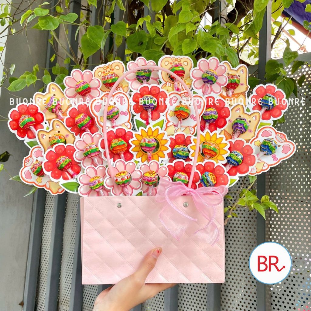 [20/10]Sỉ 20,10 set giỏ hoa kẹo mút,lẵng hoa kẹo mút dễ thương,quà tặng cho bé dịp 20/10 lớp học,noe