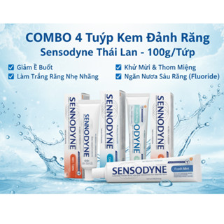 Combo 4 Tuýp kem đánh răng SENSODYNE chống ê buốt,khử mùi,làm trắng răng thái lan 