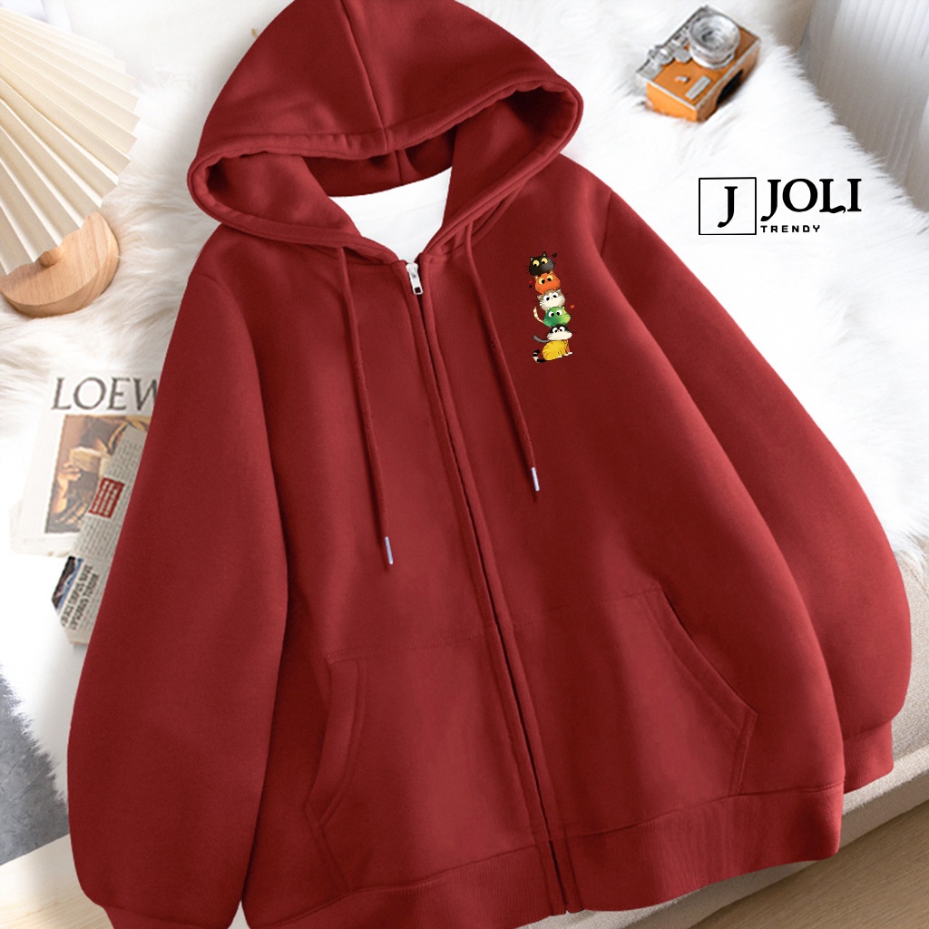 Áo Hoodie Zip, Áo Khoác Nam Nữ Unisex By JOLI Mã Flying Cat Chất Nỉ Bông Form Rộng Mũ 2 Lớp J Joli Trendy | BigBuy360 - bigbuy360.vn