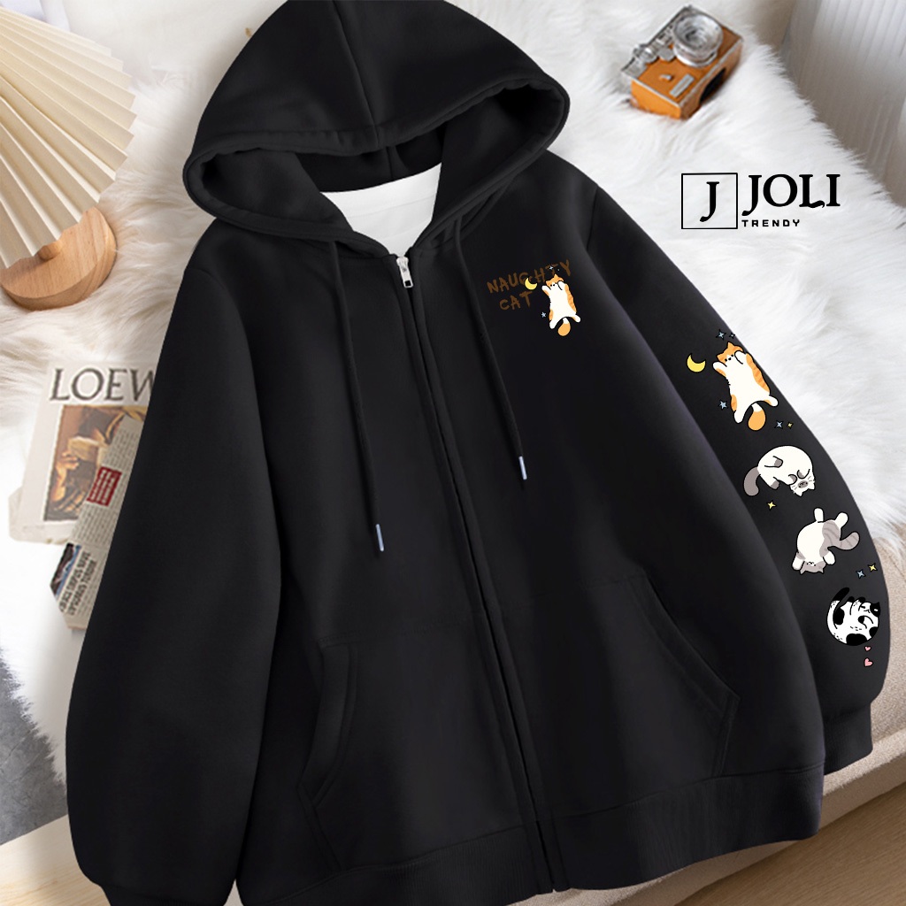 Áo Hoodie Zip, Áo Khoác Nam Nữ Unisex By JOLI Mã Flying Cat Chất Nỉ Bông Form Rộng Mũ 2 Lớp J Joli Trendy | BigBuy360 - bigbuy360.vn