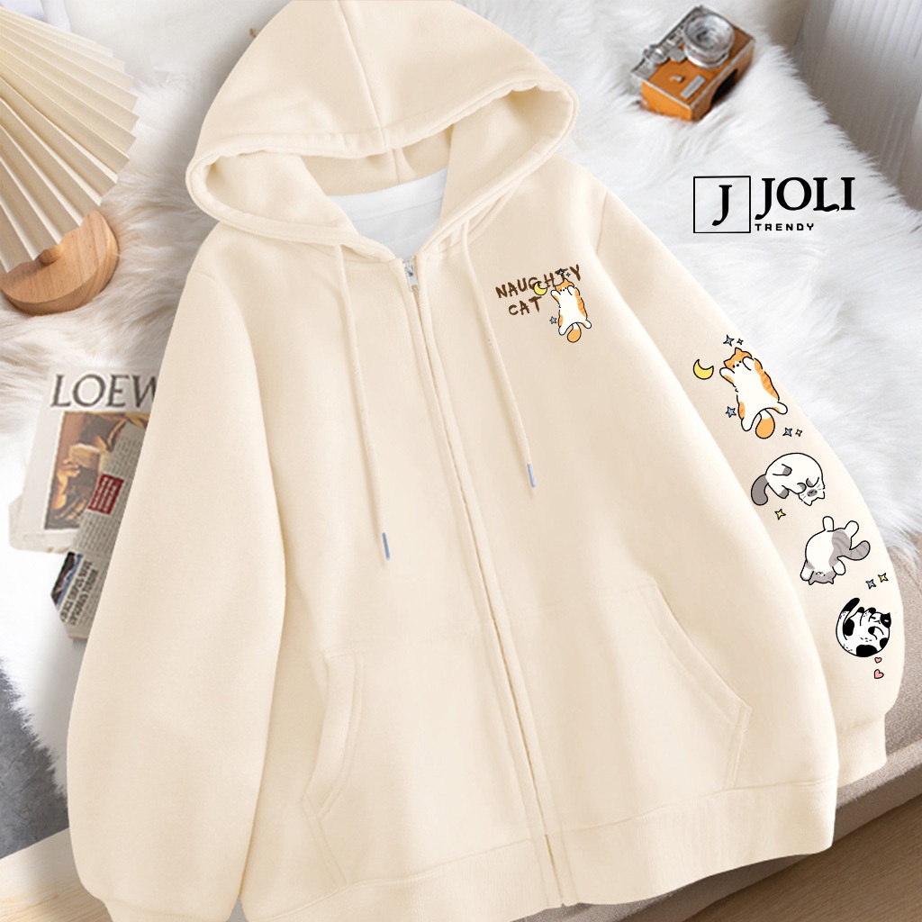 Áo Hoodie Zip, Áo Khoác Nam Nữ Unisex By JOLI Mã Flying Cat Chất Nỉ Bông Form Rộng Mũ 2 Lớp J Joli Trendy | BigBuy360 - bigbuy360.vn
