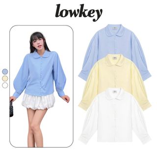  K7004 LOWKEY_ÁO SƠ MI NỮ CỔ SEN DÀI TAY PHỒNG NHẸ BASIC CHẤT OXFORD ÍT NHĂN TRẺ TRUNG NĂNG ĐỘNG 