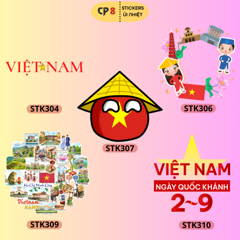 Bộ Hình In, Ủi Nhiệt Sticker Việt Nam 05 - CP8 PET Sticker