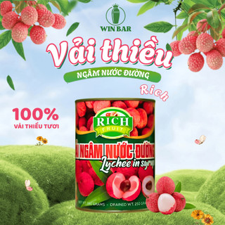 Vải Ngâm Nước Đường RICH 565gr/Lon, nguyên liệu pha chế, trà vải