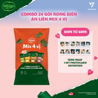 [Đơn 689k tặng 1 bộ Seventeen] Túi 24 gói Rong biển ăn liền lá kim 4 Vị BiBiGo (Truyền thống/BBQ/Dầu mè/Muối Hồng) ( 1 t