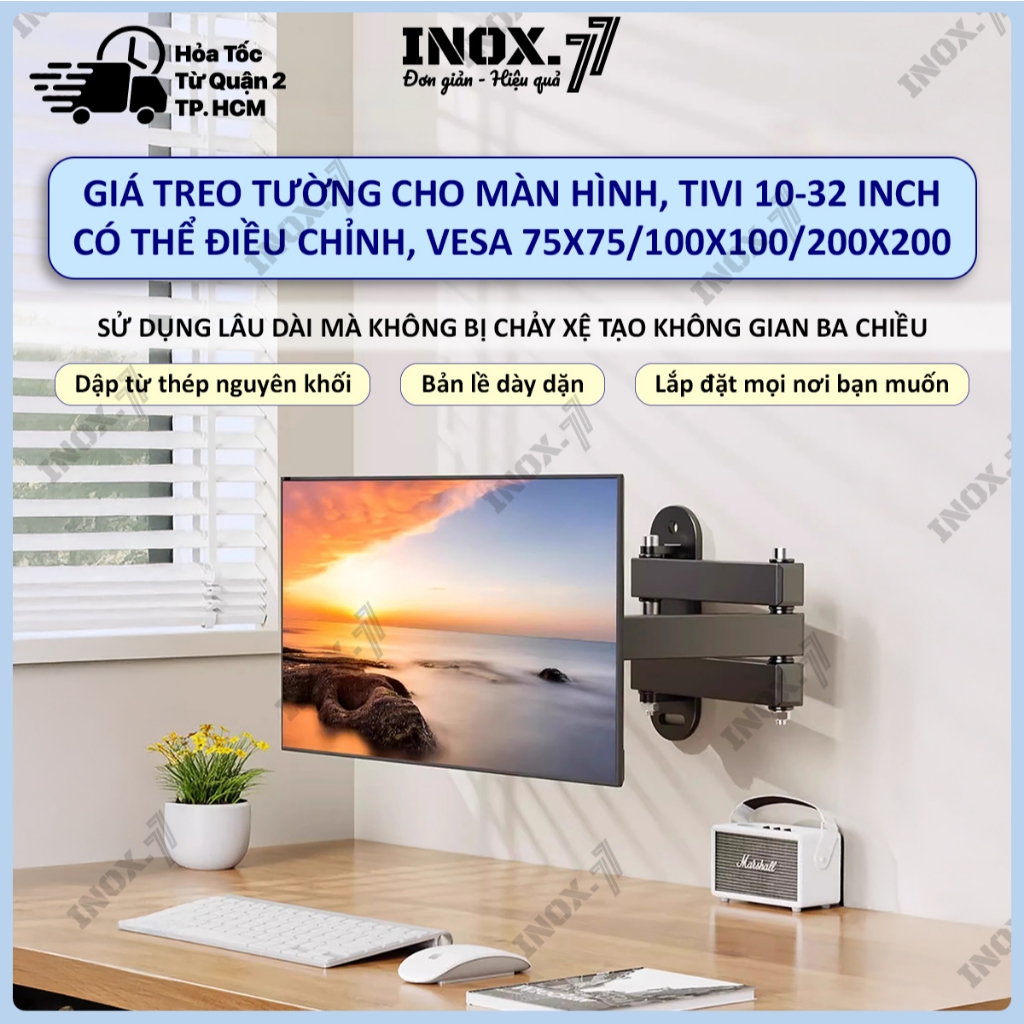 Giá Treo Tường Cho Màn Hình LCD, Tivi 10-32 Inch Có Thể Điều Chỉnh, Giá Đỡ Với VESA 75x75/100x100/20