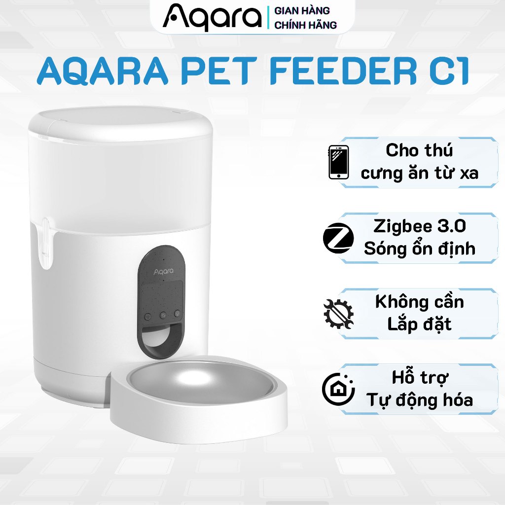 Máy cho chó mèo ăn tự động Aqara Smart Pet Feeder C1 - Kết nối Zigbee, Điều khiển từ xa, hẹn lịch ch