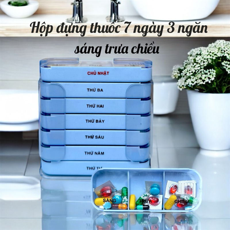 Hộp Chia Thuốc 7 Ngày Nhiều Ngăn nhựa công ty an toàn, Hộp Đựng Thuốc Viên 7 Ngày