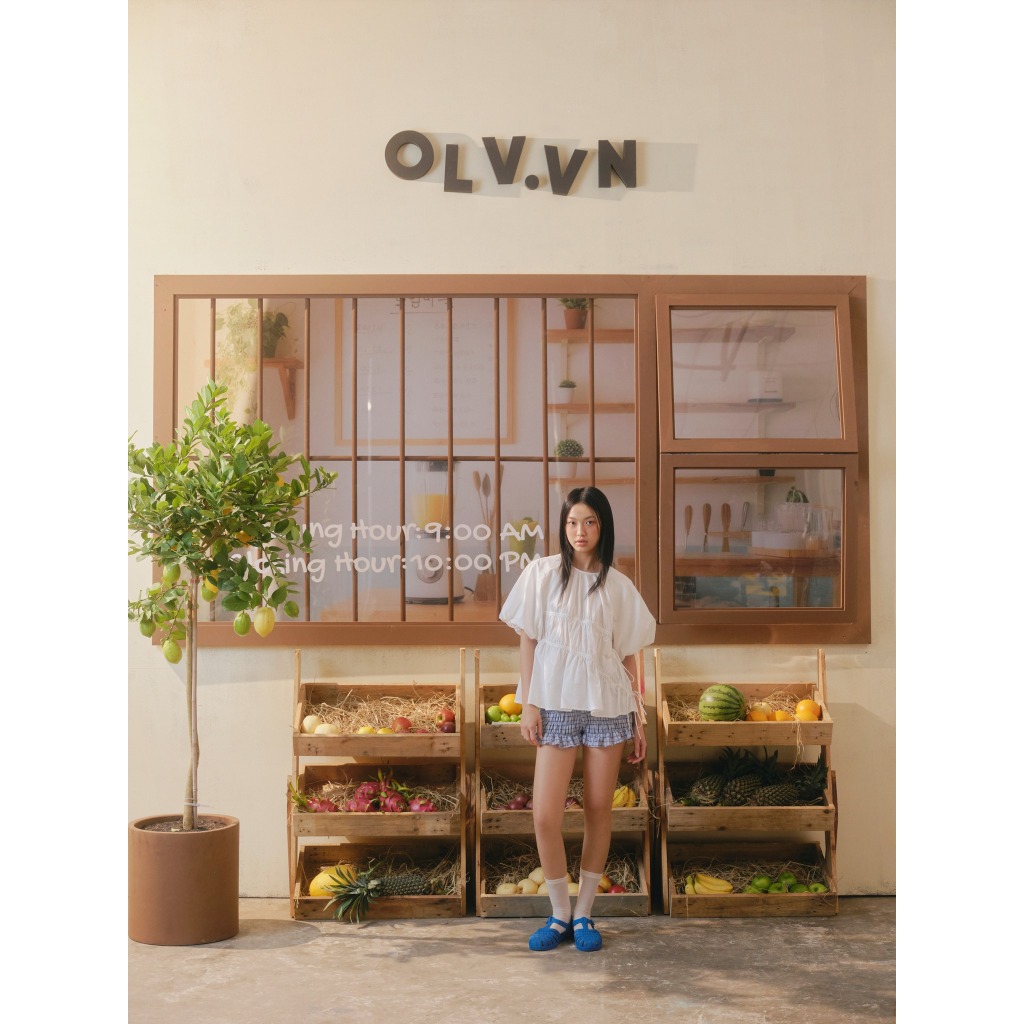 Áo OLV kiểu nữ suông tay bồng Babydoll Puff Sleeve Shirt nhiều màu dễ thương trẻ trung | BigBuy360 - bigbuy360.vn
