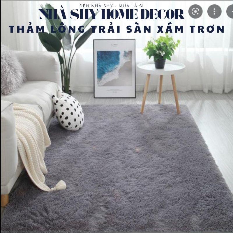 Thảm Lông Lót Sàn Trang Trí Decor Nhà Cửa Phòng Ngủ Màu Xam Xanh TS06 - Nhà Shy Home Decor