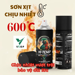  Chai sơn pô chống cháy sơn xịt chịu nhiệt độ cao Hi-Temp VTOP Sơn chịu nhiệt màu đen sơn chịu nhiệt màu bạc 