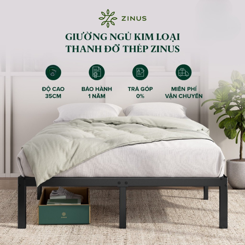 Giường Sắt Với Thanh Đỡ Bằng Thép -  Elias 14in metal platform bed frame