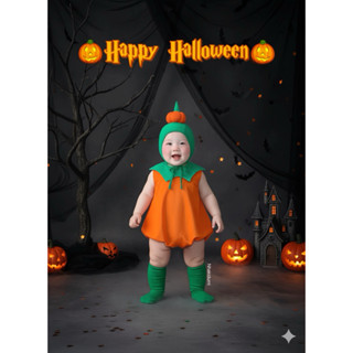   SẴN HOẢ TỐC- form to không tăng size  Bodysuit bí đỏ  bí ngô cho bé trai bé gái 4-14kg chất cotton hoá trang halloween 