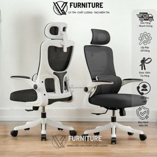 Ghế Công Thái Học VQ418 – Tựa Đầu Êm, 2 Lưng Lưới Đỡ Cột Sống, Tay Ghế Điều Chỉnh Linh Hoạt | Nội Thất Văn Quyết