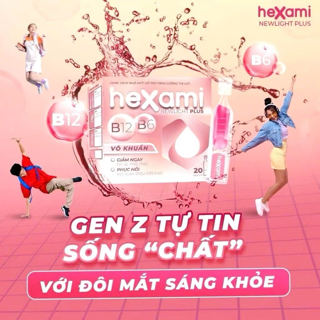 Dung dịch nhỏ mắt Hexami Newligh Plus giảm mỏi mắt, điều tiết mắt - Hộp 20 tép